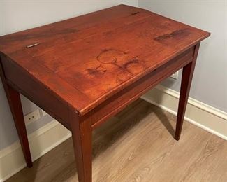 Vintage flip-top school desk. Measures 35" W x 24" D x 31" H. Photo 2 of 3.