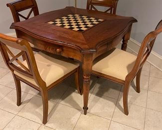 Vintage game table. Top comes off to expose backgammon set. Measures 40" x 40." Photo 1 of 4.