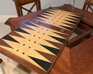 Vintage game table. Top comes off to expose backgammon set. Measures 40" x 40." Photo 3 of 4.