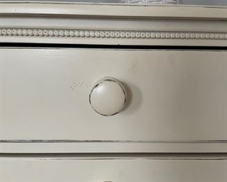 Lexington distressed white 6-drawer chest of drawers. Measures 48" W x 19" D x 30" H. Photo 3 of 4.