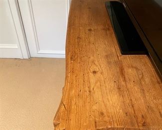 Antique pine three-drawer chest of drawers. Measures 42" W x 20 D x 32" H. Photo 3 of 4.