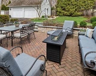 O.W. Lee Outdoor Table Bar Cart and Propane-Fueled Fire Table -- TABLE & CHAIR, SOFA AND CHAIRS HAVE SOLD!!!!