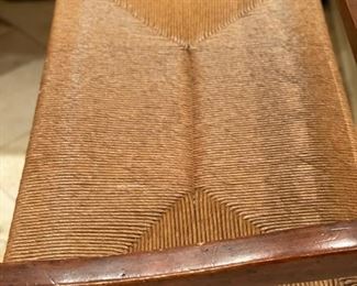 Vintage French provincial oversized rush seat counter bench. Measures 31" W x 20" D with 23" seat height. Photo 3 of 4.