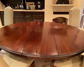 Antique French extension dining table. Measures 81" W x 64" x 28.5" H with 25" clearance. Comes with 46" W leaf and pads. Photo 1 of 5.
