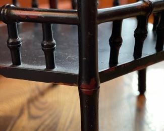 Ebonized wood faux bamboo side table. Measures 18.5" D x 26" H. Photo 2 of 3.