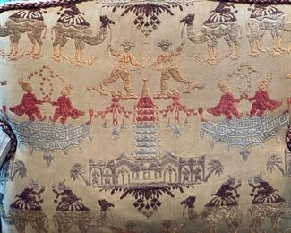 Set of 4 Minton-Spidell French Provincial arm chairs in frosted blue finish with rush seats. Each measures 23” W x 25” D x 38” H. Photo 4 of 5.