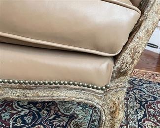 Minton-Spidell leather upholstered chairs with nailhead trim. In desert finish - 2 available. Each measures 29" W x 25" D. Photo 4 of 4.