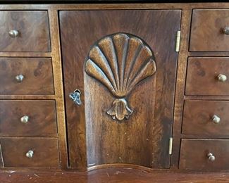 Trosby English secretary with leather-topped drop front desk. Measures 103.5" W x 93" H x 18" D. Photo 4 of 5.