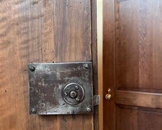 Antique French provincial wall cabinet with metal hardware. Measures 52" W x 26" D x 100"H. Photo 2 of 6.