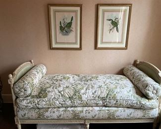 Swedish Gustavian-style upholstered daybed. Measures 82" W x 38" D x 39" H. Photo 2 of 5.