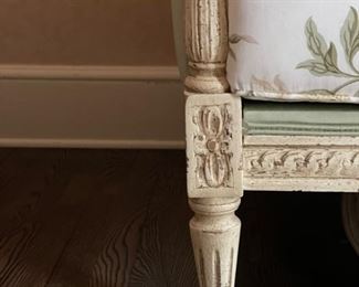 Swedish Gustavian-style upholstered daybed. Measures 82" W x 38" D x 39" H. Photo 5 of 5.