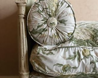 Swedish Gustavian-style upholstered daybed. Measures 82" W x 38" D x 39" H. Photo 4 of 5.