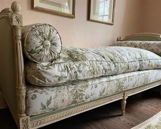 Swedish Gustavian-style upholstered daybed. Measures 82" W x 38" D x 39" H. Photo 1 of 5.