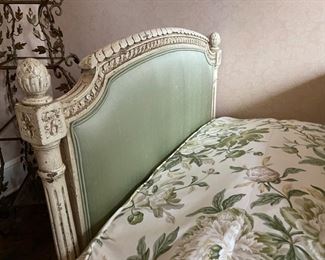 Swedish Gustavian-style upholstered daybed. Measures 82" W x 38" D x 39" H. Photo 3 of 5.
