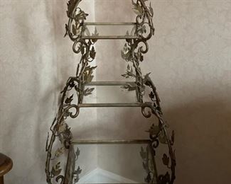 Metal and glass etagere. Measures 52" H x 18" x 18". Photo 1 of 2.