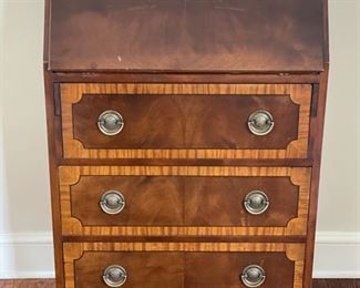 Antique drop leaf secretary with satinwood banding. Measures 24" W x 14" D x 40" H. Photo 1 of 3.