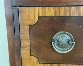 Antique drop leaf secretary with satinwood banding. Measures 24" W x 14" D x 40" H. Photo 3 of 3.