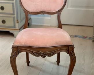 Blush velvet upholstered side chair. Photo 1 of 2.