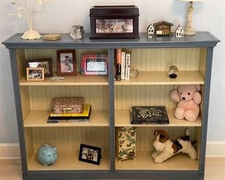 K. A. Roos blue bookcase. Measures 56.5" W x 13.5" D x 42" H. Photo 1 of 2.