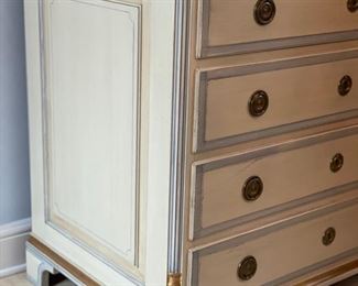 K. A. Roos cabinet with gilt wood trim. Measures 38" W x 24" D x 72.5" H. Photo 4 of 4.