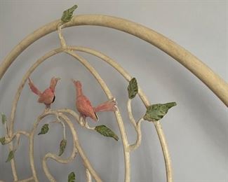 Custom Queen-size metal bed with bird adornments. Photos 3 of 5.