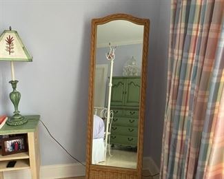Wicker floor dressing mirror.