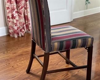 Set of 4 Parsons-style upholstered dining chairs. Photo 2 of 3.