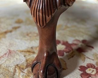 Leather Wing Back recliner chair with ball and claw feet and nailhead trim. Photo 2 of 3.