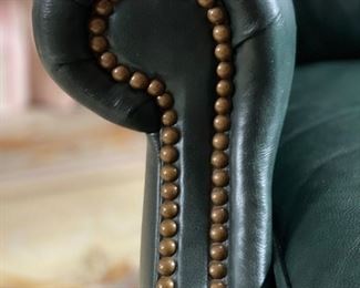 Leather Wing Back recliner chair with ball and claw feet and nailhead trim. Photo 3 of 3.
