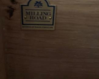 Pair of Baker Milling Road side tables. Each measures 36" W x 20” D x 28" H. Photo 4 of 4.