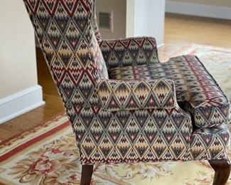 Upholstered wing back chair - 2 available. Photo 2 of 4.