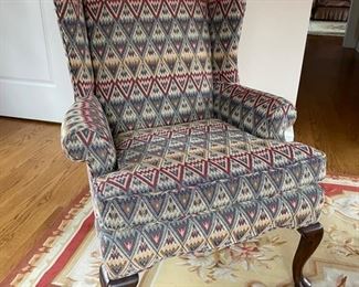 Upholstered wing back chair - 2 available. Photo 1 of 4.