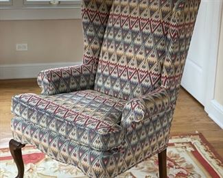 Upholstered wing back chair - 2 available. Photo 3 of 4.