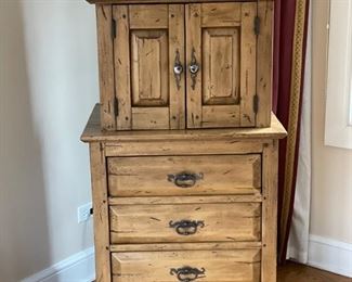 Vintage unfinished tall pine chest of drawers / cabinet. Measures 26" W x 21" D x 56" H. Photo 1 of 2.
