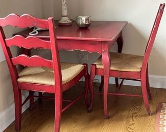 Red table. Measures 38" x 38." Photo 1 of 3.