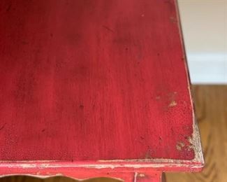 Red table. Measures 38" x 38." Photo 3 of 3.