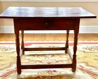 Antique English pub table with drawer. Measures 35.5" W x 23" D x 24.5" H. Photo 1 of 4.