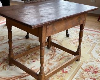Antique English pub table with drawer. Measures 35.5" W x 23" D x 24.5" H. Photo 3 of 4.