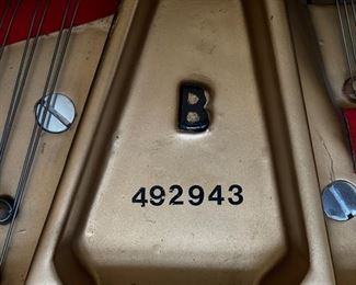 Steinway & Sons Model B Baby Grand Piano in Maple Finish. Serial #492943. Photo 8 of 9.