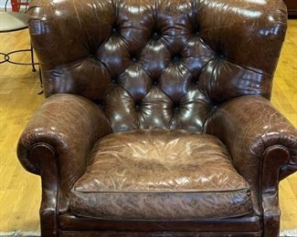 Ralph Lauren Writer's tufted leather Chesterfield lounge chair - 2 available. Each measures 40" W x 40" D. Photo 1 of 3.