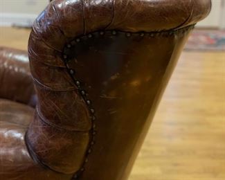 Ralph Lauren Writer's tufted leather chesterfield lounge chair - 2 available. Each measures 40" W x 40" D. Photo 3 of 3.
