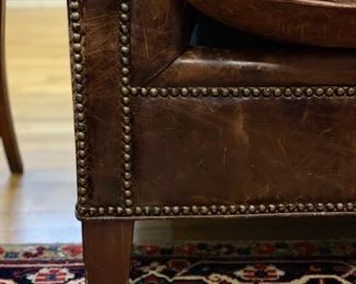 Ralph Lauren leather Chesterfield sofa with nailhead trim. Measures 85" W x 38" D. Photo 6 of 6.
