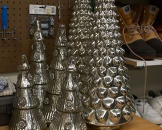 Vintage mercury glass Christmas trees.
