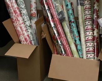 Wrapping paper rolls and remnants.