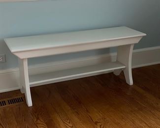Pottery Barn white bench.