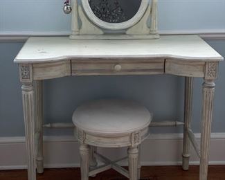 Gustavian-style dressing table with mirror and stool - 2 sets available. Photo 1 of 4.