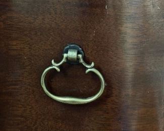 Mahogany serpentine front four-drawer chest of drawers. Measures 33" W x 19" D x 34" H. Photo 3 of 3