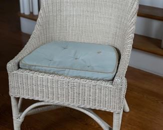 Set of 6 Pottery Barn wicker dining chairs. Each measures 22" W x 20" D with 17" seat height. Photo 2 of 3.