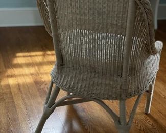 Set of 6 Pottery Barn wicker dining chairs. Each measures 22" W x 20" D with 17" seat height. Photo 3 of 3.