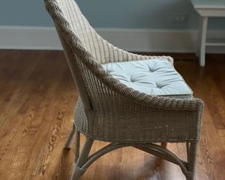 Set of 6 Pottery Barn wicker dining chairs. Each measures 22" W x 20" D with 17" seat height. Photo 1 of 3.